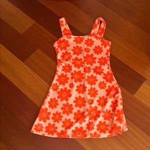 orange dress with flowers
